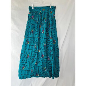 Vintage Robyn Teal Abstract Maxi Skirt Size‎ 5